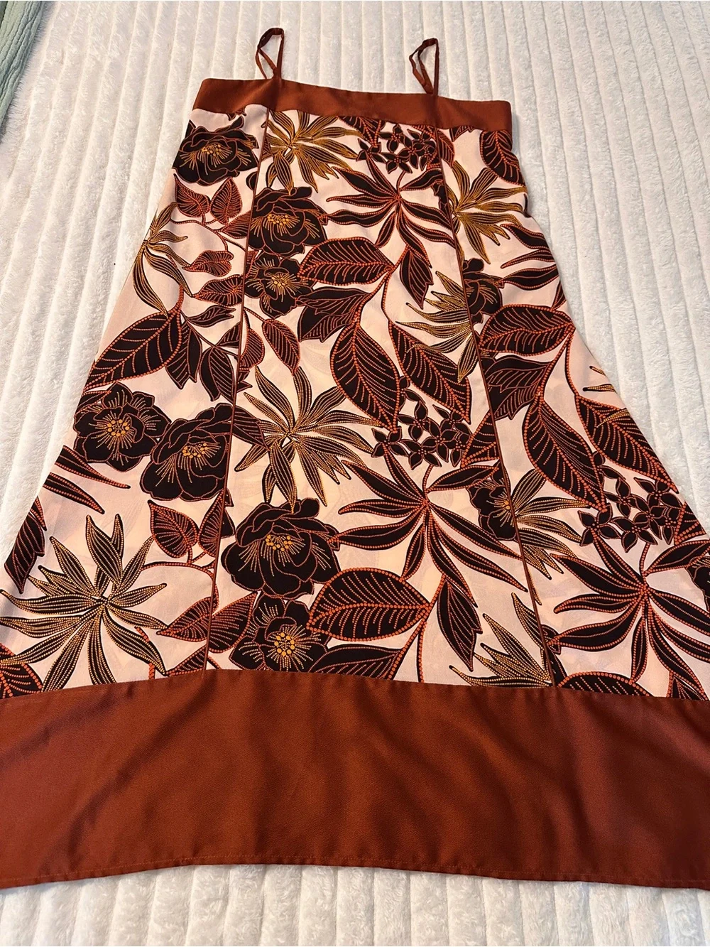 DKNY Cream and Brown Tropical Print Sundress